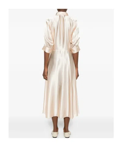 Alberta Ferretti Satin Midi Dress In Neutral