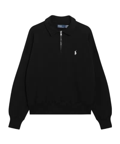Polo Ralph Lauren Long-sleeved Zip-up Sweatshirt In Black