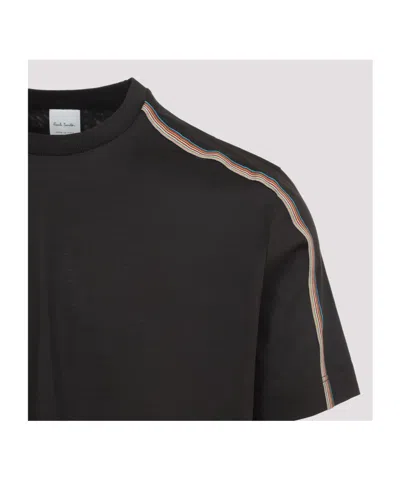 Paul Smith Stripe Tape Detail Crew Neck Tshirt In Black