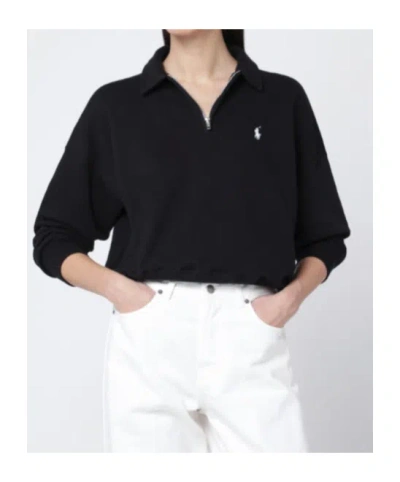 Polo Ralph Lauren Long-sleeved Zip-up Sweatshirt In Black