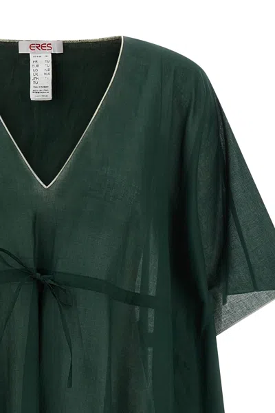 Eres Batwing Sleeve Drawstring Volier Midi Dress In Green