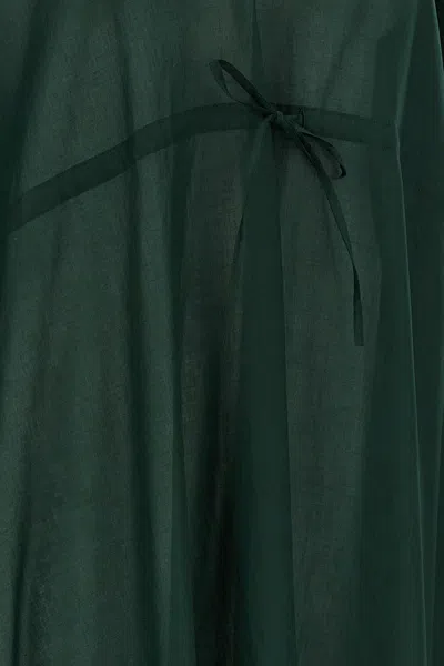 Eres Batwing Sleeve Drawstring Volier Midi Dress In Green