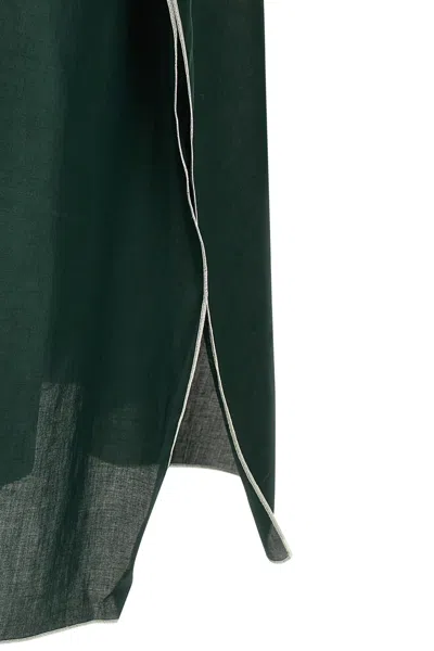 Eres Batwing Sleeve Drawstring Volier Midi Dress In Green