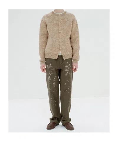 Auralee Gauge Crew-neck Cardigan In Brown