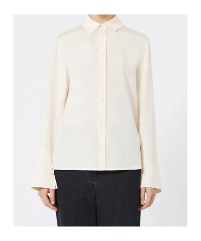 Max Mara Silk Crepe De Chine Shirt In White