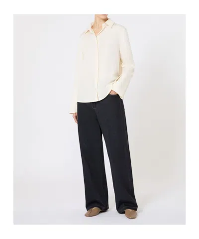 Max Mara Silk Crepe De Chine Shirt In White