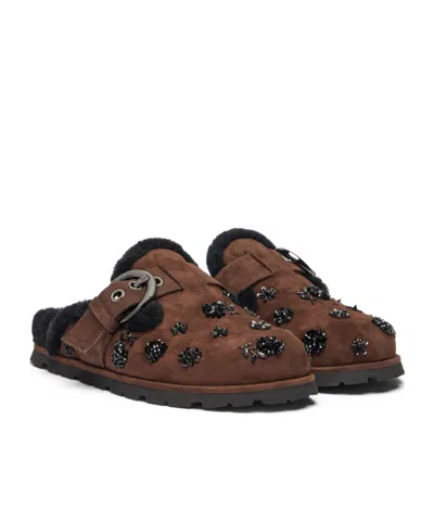 Stuart Weitzman Chrystie Shearling Mule In Brown