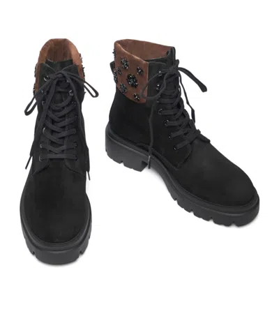 Stuart Weitzman Hudson Lace-up Bootie In Black