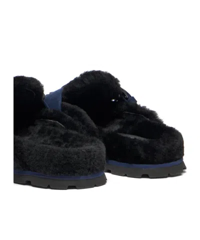 Stuart Weitzman Chrystie Shearling Buckle Mule In Blue