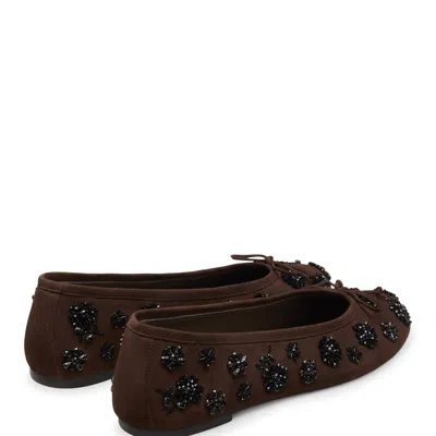 Stuart Weitzman Prima Bow Embellished Ballet Flat In Brown