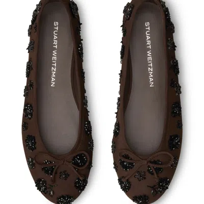 Stuart Weitzman Prima Bow Embellished Ballet Flat In Brown