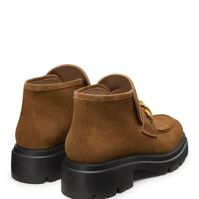 Stuart Weitzman Soluxe Husdon Chain-detail Boots In Brown