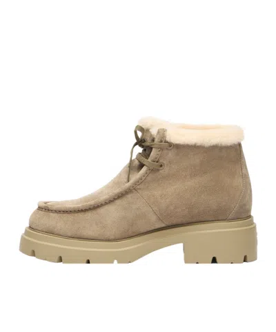 Stuart Weitzman Hudson Shearling Boots In Nude