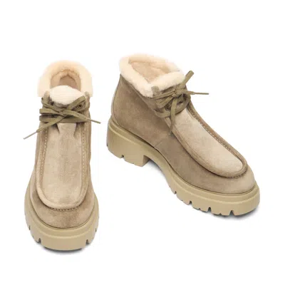 Stuart Weitzman Hudson Shearling Boots In Nude