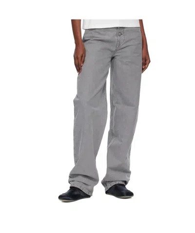 Mm6 Maison Margiela Buttoned Leather-patch Jeans In Gray