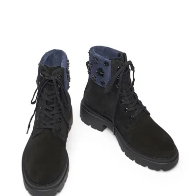 Stuart Weitzman Hudson Embroidered Lace-up Boots In Blue