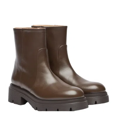 Stuart Weitzman Hudson Lite Zip Bootie In Brown