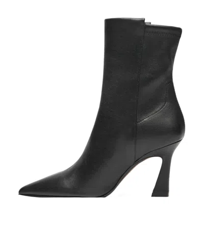 Stuart Weitzman 5050 Vinnie High Heels Ankle Boots In Black Leather In Blue