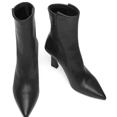 Stuart Weitzman 5050 Vinnie High Heels Ankle Boots In Black Leather In Blue