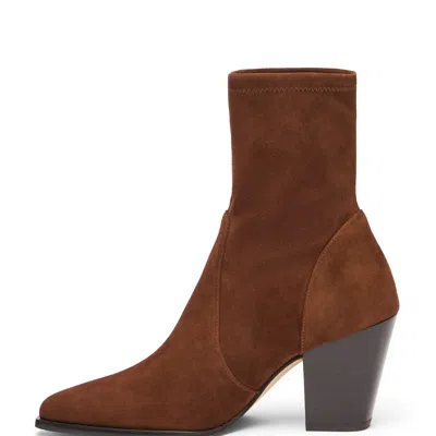 Stuart Weitzman Pointed-toe Ankle Boots In Brown