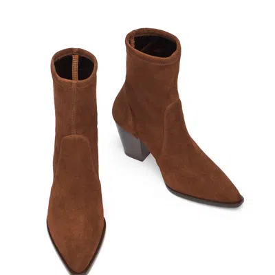 Stuart Weitzman Pointed-toe Ankle Boots In Brown
