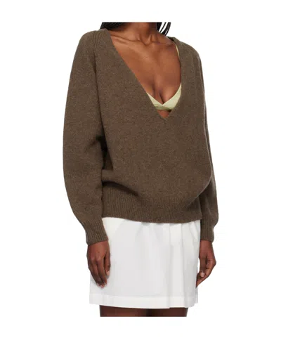 Baserange Soar V-neck Sweater In Brown