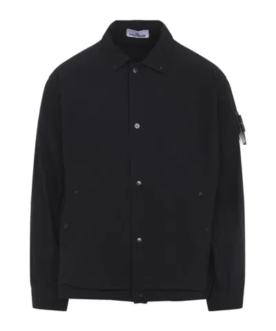 Stone Island Jacket Arm Patch Collared Design Front Pockets In Blue
