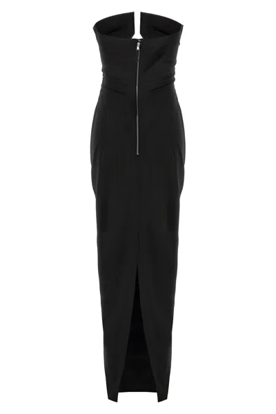 Rick Owens Amphora Prong Wool Grain De Poudre Gown In Black