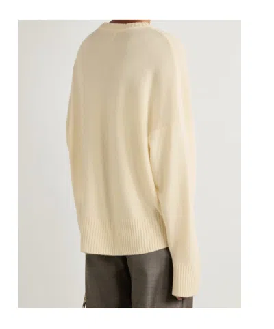 Loulou De Saison Anton Oversized Embroidered Cashmere Sweater In Neutral