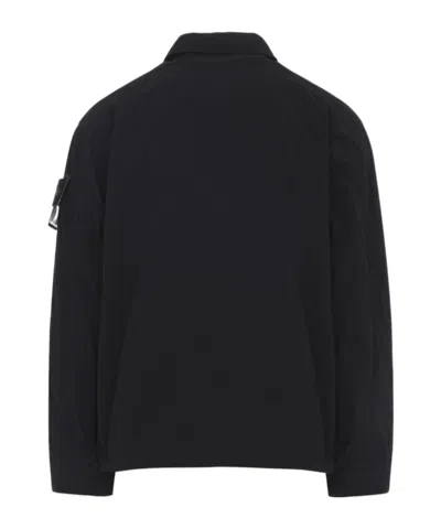 Stone Island Jacket Arm Patch Collared Design Front Pockets In Blue