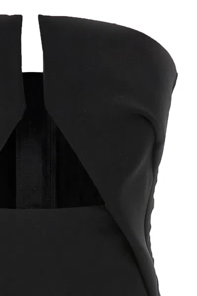 Rick Owens Amphora Prong Wool Grain De Poudre Gown In Black
