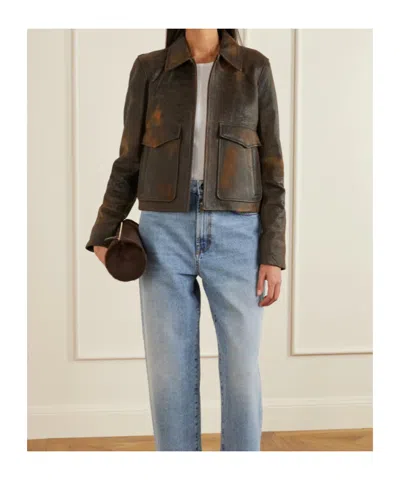 Simkhai Sage Textured-leather Jacket In Brown