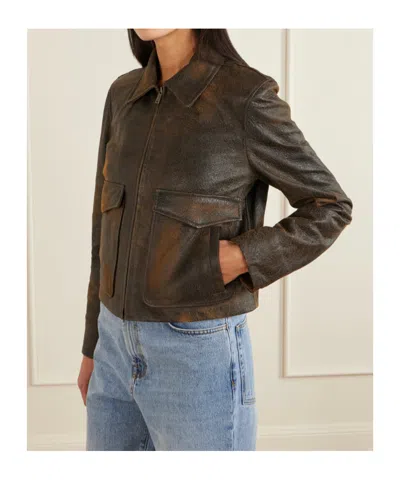 Simkhai Sage Textured-leather Jacket In Brown