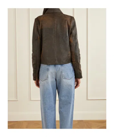 Simkhai Sage Textured-leather Jacket In Brown