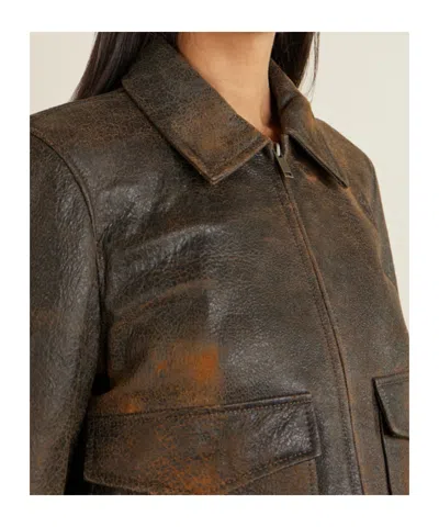 Simkhai Sage Textured-leather Jacket In Brown
