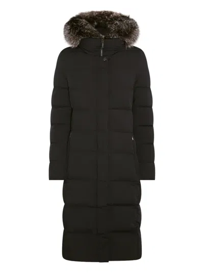 Moorer Padded Quilted Jacket Removable Hood In Black