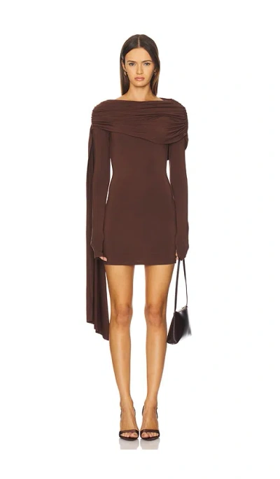 All The Ways Beatriz Drape Mini Dress In Brown