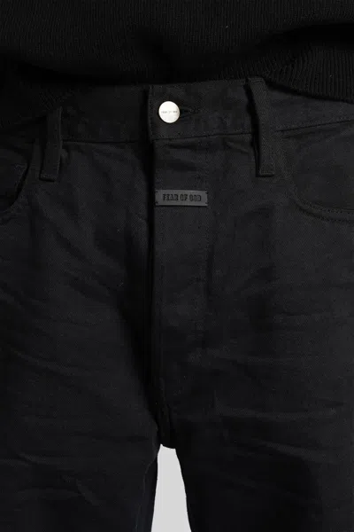 Fear Of God Black Straight 5 Pocket Jeans In Black