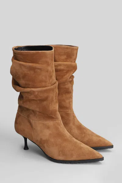 Fratelli Russo Gathered-detail Mid-calf Boots In Brown