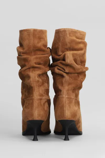 Fratelli Russo Gathered-detail Mid-calf Boots In Brown