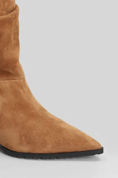 Fratelli Russo Gathered-detail Mid-calf Boots In Brown