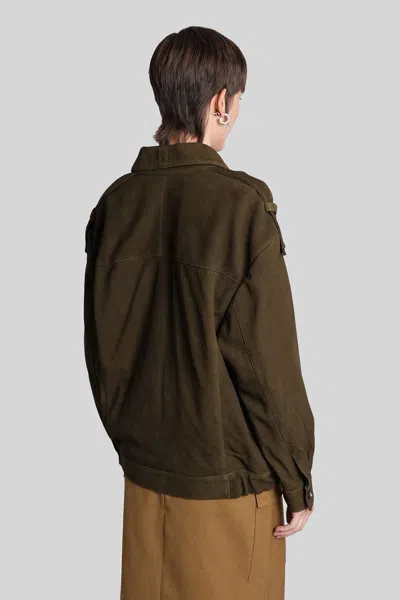 Iro Barrie Leather Jacket In Green Leather In Green