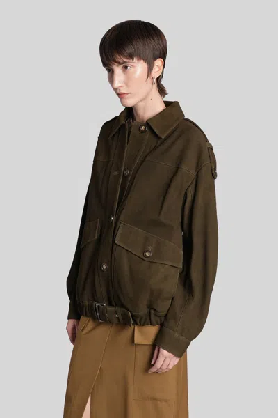 Iro Barrie Leather Jacket In Green Leather In Green