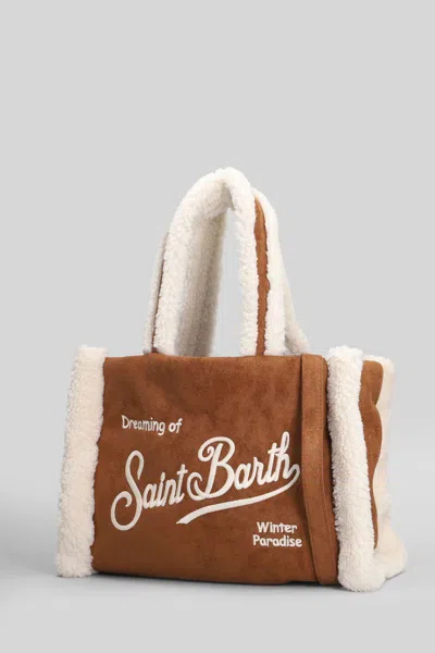Mc2 Saint Barth Colette Shearling Tote In Brown