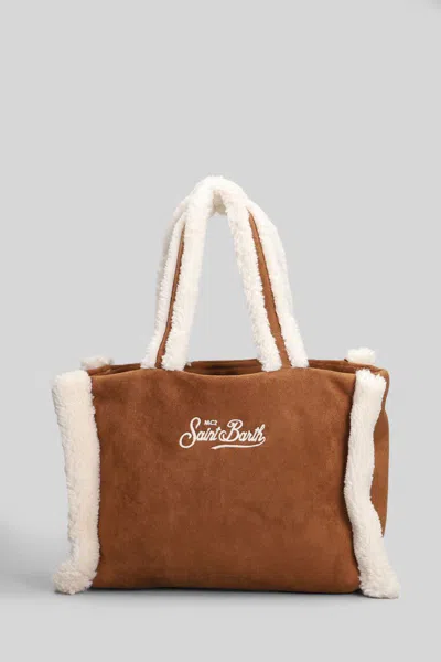 Mc2 Saint Barth Colette Shearling Tote In Brown