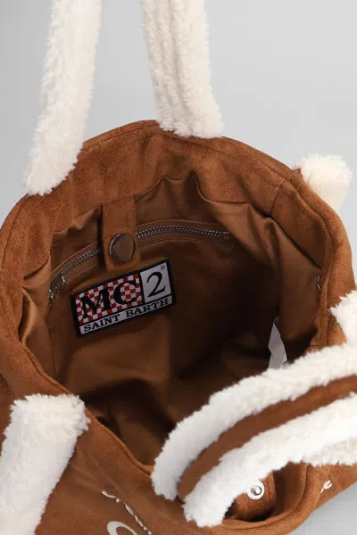 Mc2 Saint Barth Colette Shearling Tote In Brown