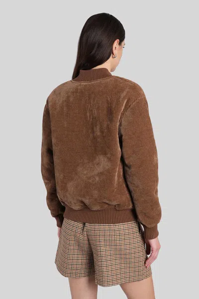 Mc2 Saint Barth Celia Cordue Bomber Jacket In Brown Polyester In Brown