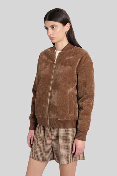 Mc2 Saint Barth Celia Cordue Bomber Jacket In Brown Polyester In Brown