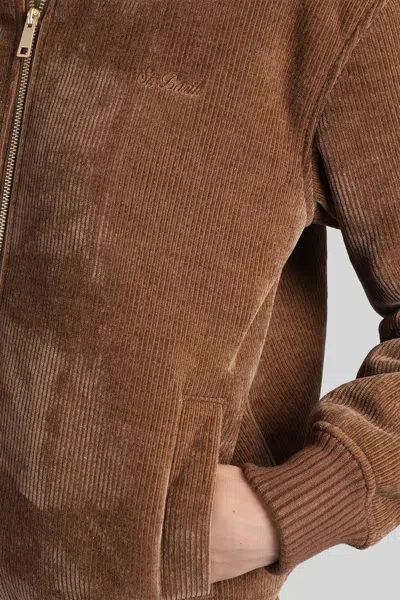 Mc2 Saint Barth Celia Cordue Bomber Jacket In Brown Polyester In Brown