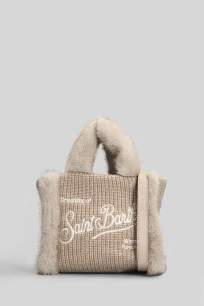 Mc2 Saint Barth Vanity Mini Shearling Ribb Tote In Neutral